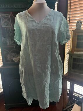 Flax Light green Striped tunic Dress medium